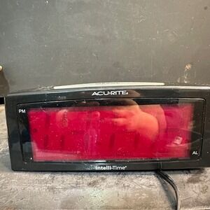 ACURITE Intelli Time Digital Alarm Clock Red Display Snooze Time Set
